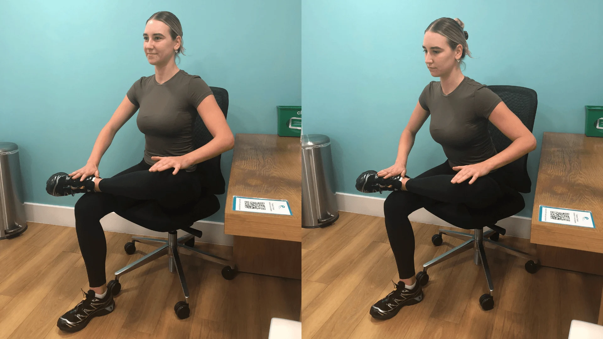 Modern office workspace with ergonomic desk arrangement